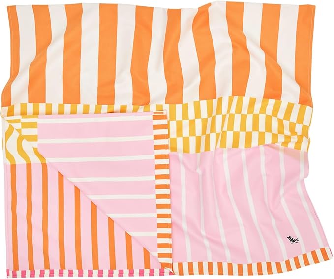Dock & Bay Beach Towel - Quick Dry, Sand Free - Compact, Lightweight - 100% Recycled - Includes Bag - Lemonade Waves - Large (160x90cm, 63x35)