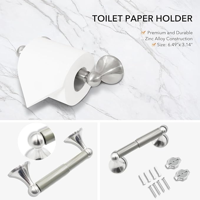 Brushed Nickel 5 Piece Bathroom Hardware Set Towel Rack Set Adjustable Expandable Bathroom Accessory kit Towel Bar for Bath Wall Mounted
