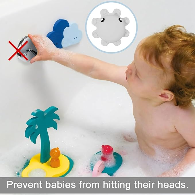 Abalter Bathtub Overflow Drain Cover Tub - Silicone Bathroom Cover, Bath Spa Accessories, Adds Inches of Water for Deeper&Warmer Bath,Grey Gray (ABCVXZY-Grey)