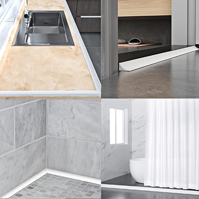 Silicone Shower Threshold Water Dam, Walk in Shower Water Guard, Shower Dam Water Barrier Bathroom Sink Splash (67inch)