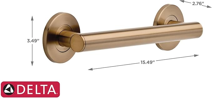 DELTA FAUCET 41812-CZ Contemporary 12" Grab Bar with Concealed Mounting, Champagne Bronze Champagne Bronze