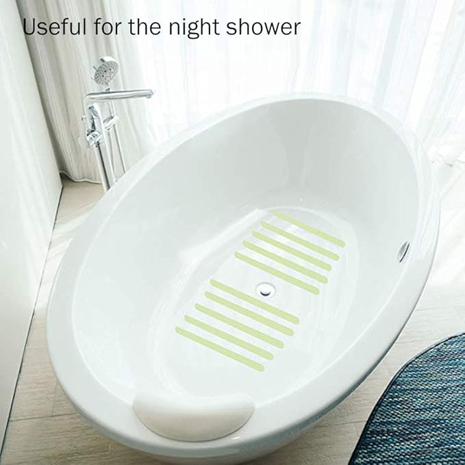 Bathtub Non Slip Stickers Luminous Shower Mats for Showers Anti Slip Bath Tub Stickers with Scraper,Adhesive Showers Treads Slip Strip for Bath,Boats,Stairs,Swimming Pools,Health Clubs-24 Pcs