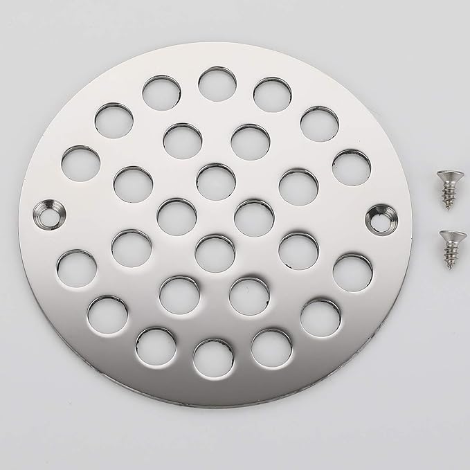 4 Inch Screw-in Shower Strainer Drain Cover Replacement Floor Strainer Floor Drain,Chrome