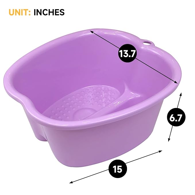 Foot Soaking Bath Basin, Large Size Feet Massager Tub, At Home Spa Pedicure Treatment (Purple)