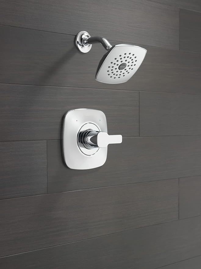 Delta Modern 14 Series Shower Faucet Set, Chrome Shower Head and Handle Set, Valve Trim Kit, Chrome T142339-PP (Valve Not Included)