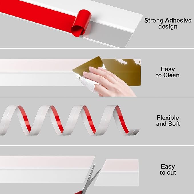 Heavy-Duty 3Inch (W) x 36FT(L) Door Weather Stripping, Extra Thick 2mm Door Draft Stopper Silicone Seal Strip, Draft Seal Tape for Doors Windows and Shower Glass Gap