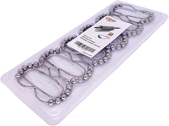 Uigos Shower Curtain Rings for Bathroom - Stainless Steel, Set of 12, Chrome
