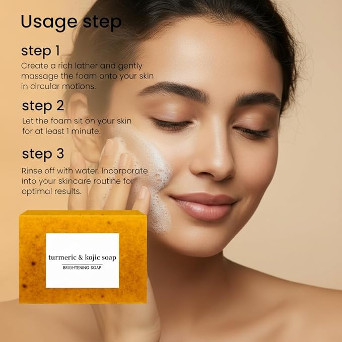 Kojic Acid Soap, Turmeric Soap Bar for Face and Body, Organic Daily Use Skin Care Turmeric Soaps for Women and Men, Gentle Cleansing Suitable for All Skin Types (1pcs)