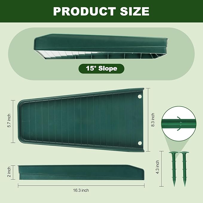 Gutter Downspout Splash Block,16.3"Drain Gutter Guard Diverter,Gutter Downspout Extensions for Water Drainage, Fixable Down Spout Drain Trays,Drainage to Protect House Foundations (2PC Black)