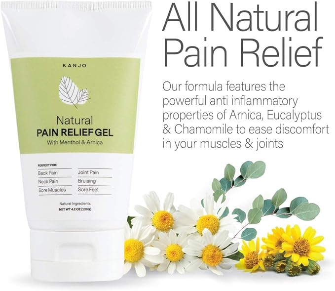 Kanjo Natural Pain Relief Gel | Fast Acting & Cooling Relief Gel w/Menthol & Arnica | Soothing Relief for Back & Neck, Joints & Muscles