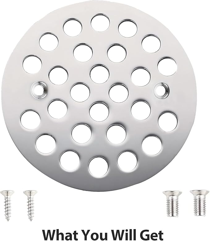 4-1/4” Round Shower Drain Cover,Screw-in Shower Drain Strainer,Easy-to-Install Replacement Cover