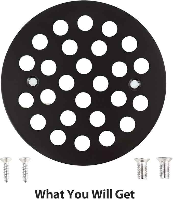 4-1/4” Round Shower Drain Cover,Screw-in Shower Drain Strainer,Easy-to-Install Replacement Cover