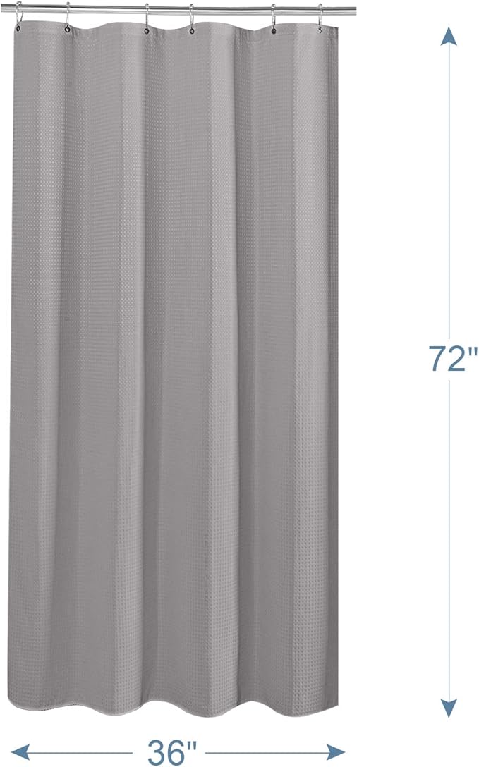 AmazerBath Grey Shower Curtain Waffle Textured, Small Stall Shower Curtain Gray Fabric, Bathroom Shower Curtains for RV/Camper, Heavy Duty 240GSM, 36 x 72 Inches