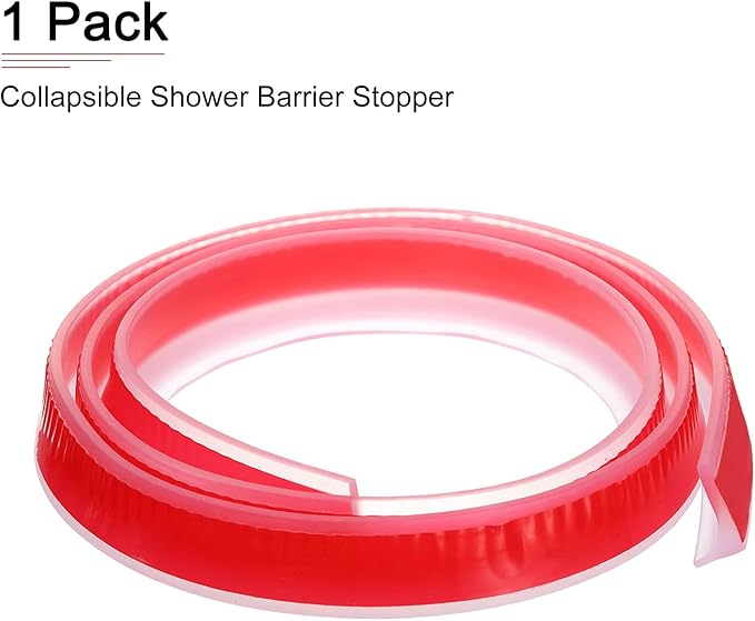 39"x0.8"x0.5" (LxWxH) Collapsible Shower Barrier Stopper - 1 Pack - Good for Bathroom Kitchen - L Shape Water Splash Guard Blocker - Clear