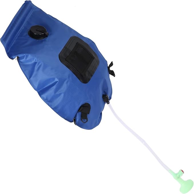 Outdoor 20L Solar Power Shower Bag, Camping Portable Sun Heated Bath Bag with Shower Head, 20L Capacity for 8 Minute Shower, Includes Thermometer and Mesh Storage Bag, Ideal