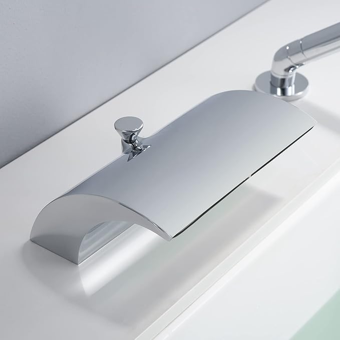 sumerain Waterfall Roman Tub Faucet with Handheld High Flow Chrome finish