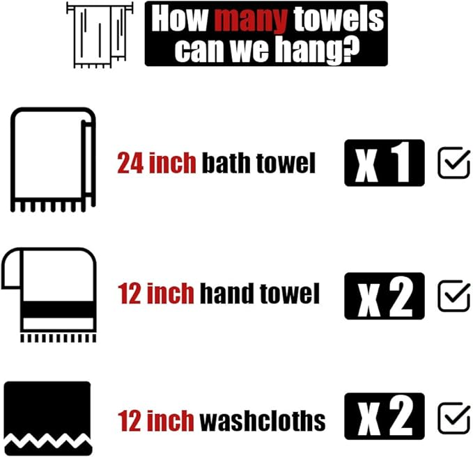 JQK Bath Towel Bar, 27 Inch Brushed Light Gold Towel Rack Bathroom, 304 Stainless Steel Thicken 0.8mm Towel Holder Wall Mount, Useable Length 24 Inch 2 Pack, TB110L24-BG-P2