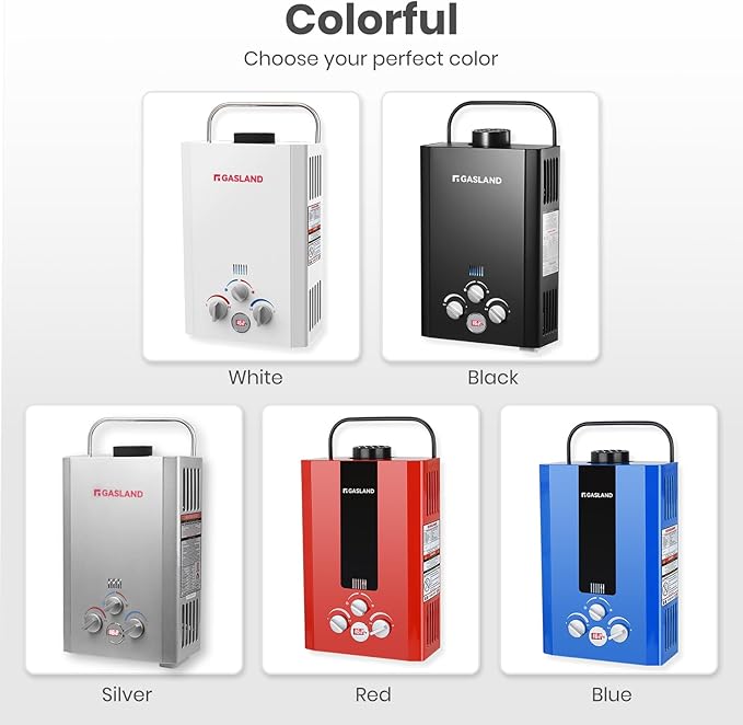 GASLAND BE158B CSA Certified Portable Tankless Water Heater โ Features Digital Display & Multi-Protection, 1.58 GPM Propane Hot Water for Outdoor & Mobile Use โ Black