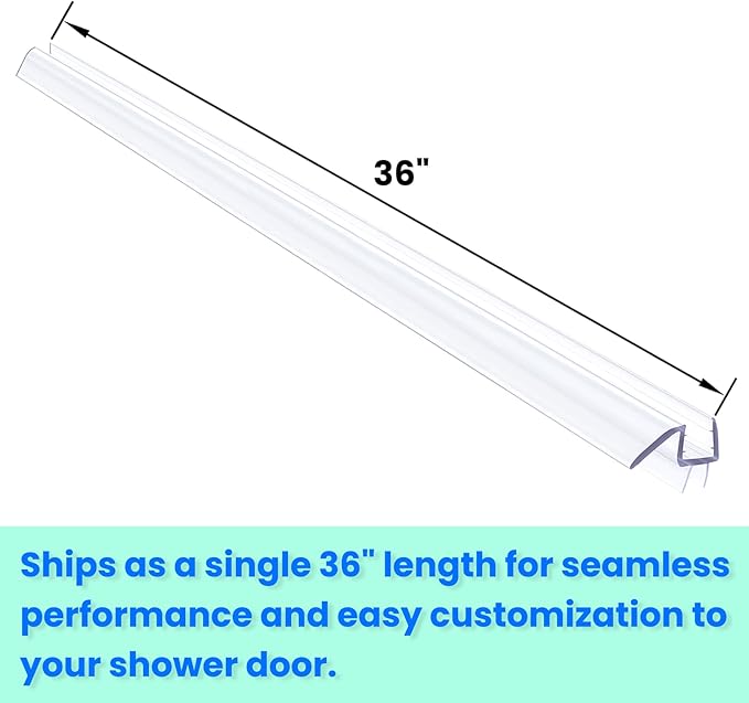 36" Shower Door Bottom Seal Strip for 3/8" (10mm) Glass – Ultra Clear Polycarbonate Shower Door Sweep, Single Pack