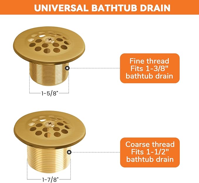 Bathtub Drain Stopper Trip Lever - Universal Bath Tub Drain Plug with Strainer, Suitable for 1-1/2" and 1-3/8" Tub Drain Replacement, Bathroom Tub Drain Trim Overflow Plate Kit (Bronze)