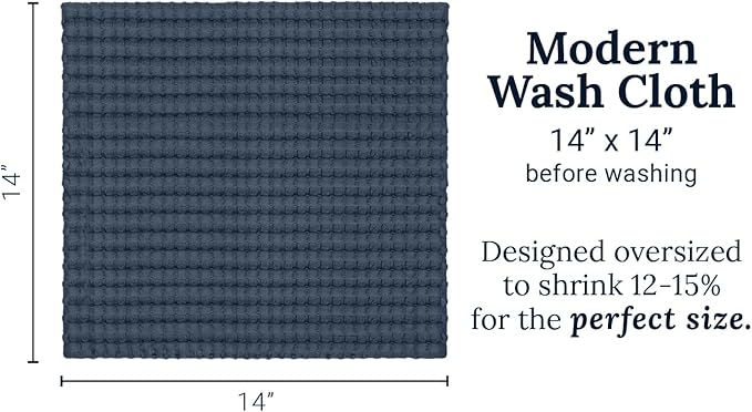 GILDEN TREE Waffle Bath Towels Wash Cloths for Showering, Exfoliating Washcloth Quick Dry Towel, Face Towels for Washing Face Cotton Washcloths Set of 4, Modern Style (Midnight Blue)
