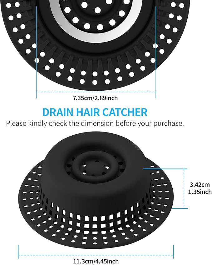 Bathtub Drain Hair Catcher, Shower Hair Drain Catcher Upgraded Protector with Silicone & Stainless Metal Designed for Pop-Up and Regular, Effective Without Slowing Drainage