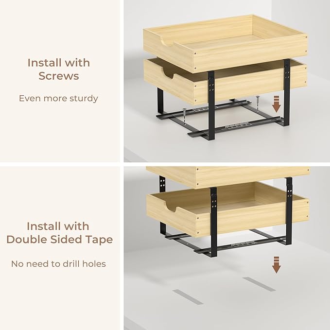COOLBEBE 2 Tier Pull Out Drawers for Cabinets,17"W x 21"D Double Tier Slide Out Wood Drawer Shelf Organizer, Soft Close Cabinet Pull Out Shelves in Kitchen, Pantry