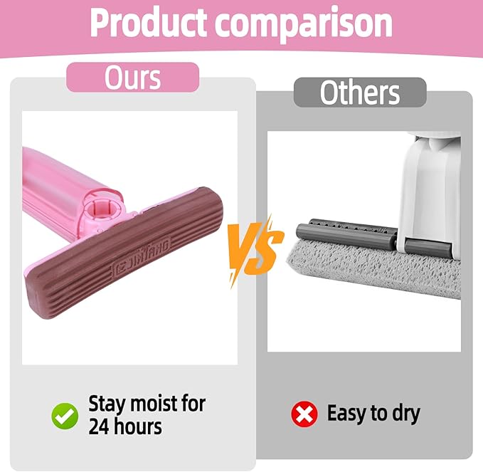 mini Foldable Desktop mop,mini mop for Kitchen Counter,Wet and Dry Use Cleaning System, Also Suitable for bathrooms, Living Rooms, etc.(6 Soft Mop Head + 2 Squeeze Handle+ 4 Hooks)