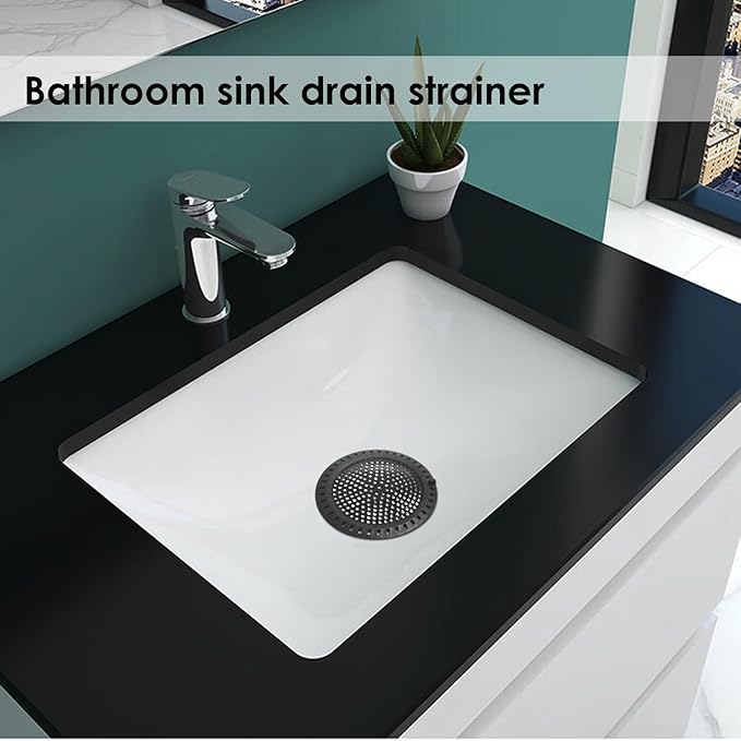 Hair Catcher Shower & Tub Drain Protector, Bathtub & Sink Drain Strainer, Flat & Round, Black