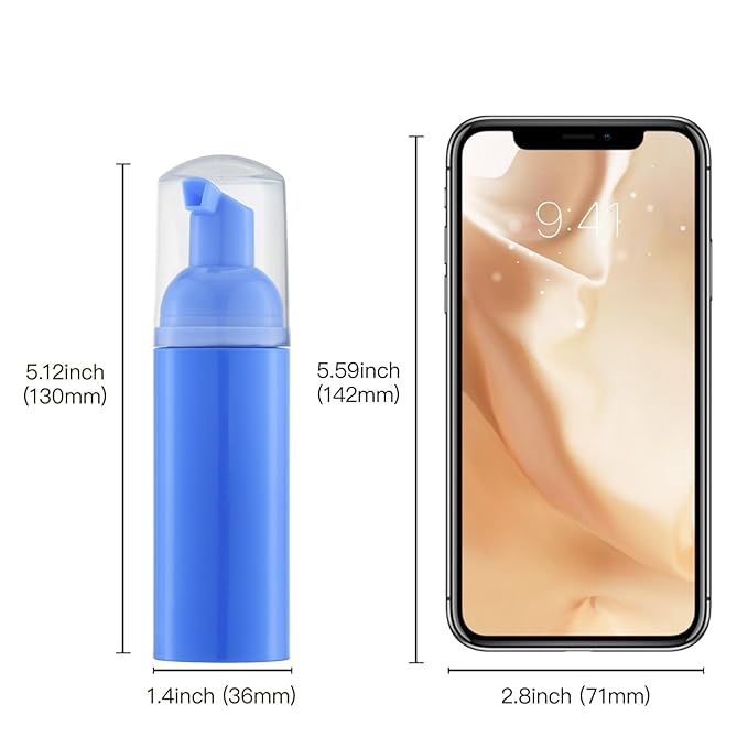Tekson 3 PCS Soap Foam Bottle (2 oz), Empty Travel Foaming Lash Shampoo for Cleanser, Dispenser (Blue)