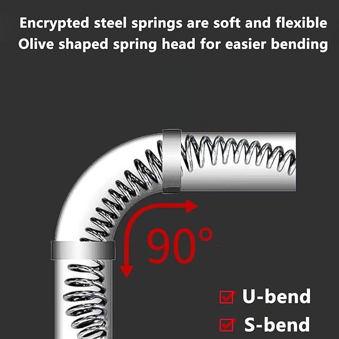 Drain Snake, Spring Drain Clog Remover with Electric Drill Connector, Durable Metal Drain Hari Cleaner Tool for Shower Kitchen Sink Bathroom Toilet Clogged Unclogger,1 Pcs 196.8 Inch 16.4 FT