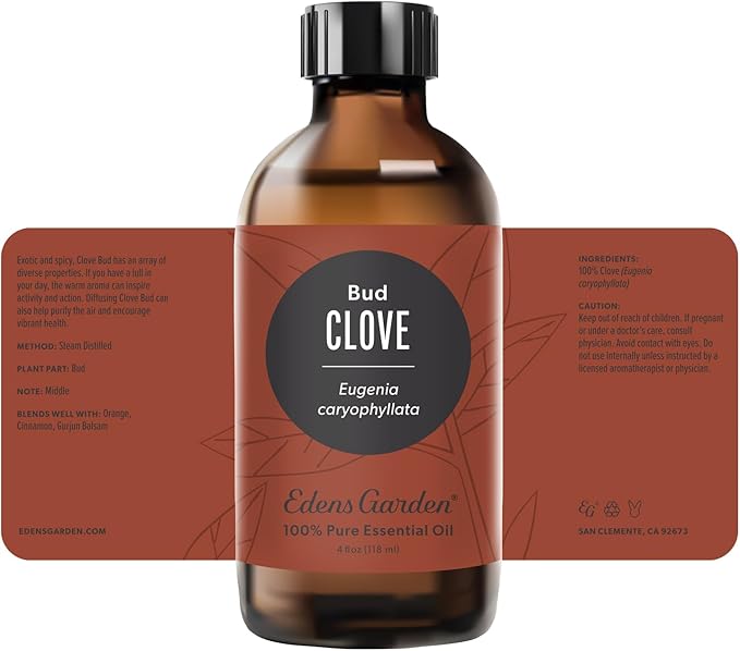 Edens Garden Clove-Bud Essential Oil- 100% Pure Premium Grade, Undiluted, Natural, Therapeutic, Aromatherapy, The Best for Diffuser Candle, Laundry, Humidifiers 118 ml (4 fl oz)