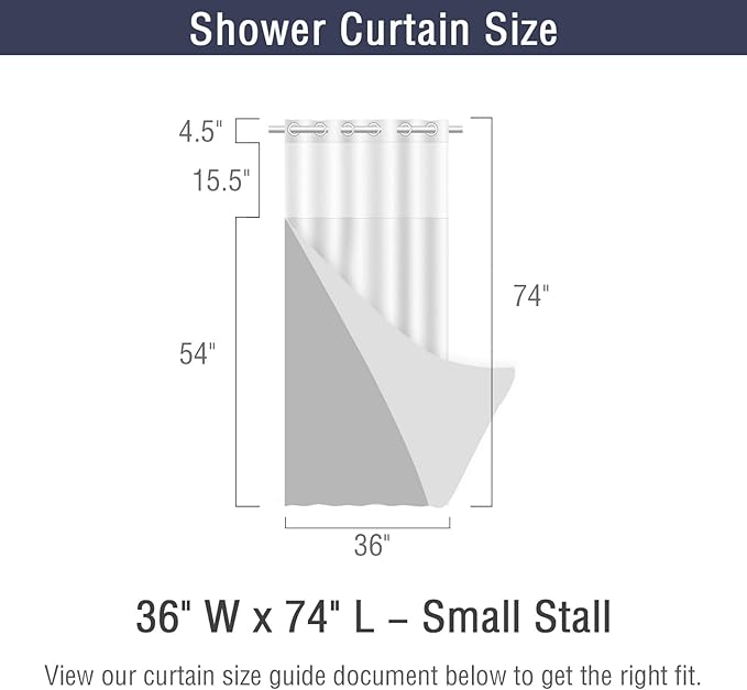 Gibelle Stall Small Shower Curtain 36x74, Waffle Weave Shower Curtain with Snap-in Fabric Liner Set, No Hooks Needed, Hotel Style with Mesh Top Window, White