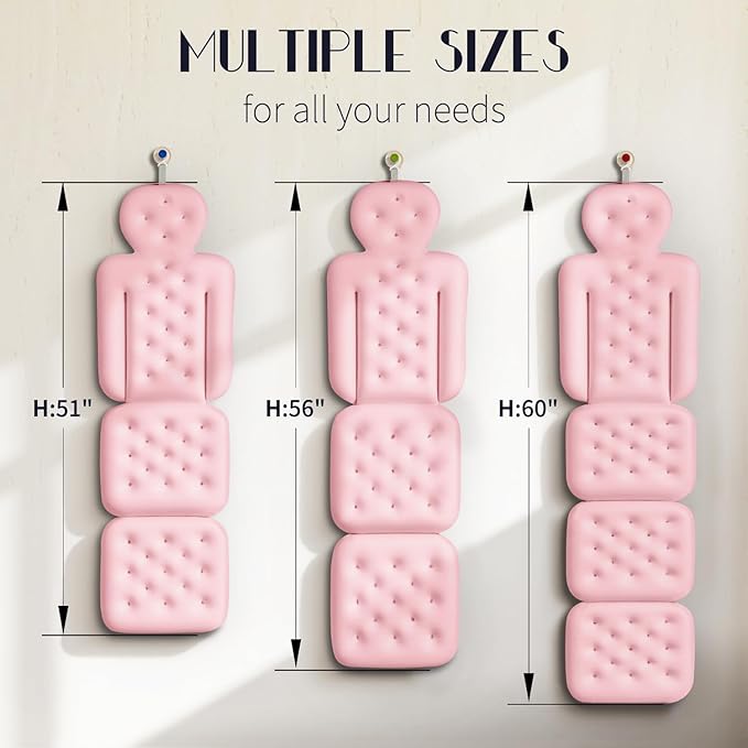 Full Body Bath Pillow for Bathtub, Thick Bathtub Cushion with Laundry Bag, Luxury Tub Pillow for Bath for Headrest Neck and Back Support Pink 56" x 16"