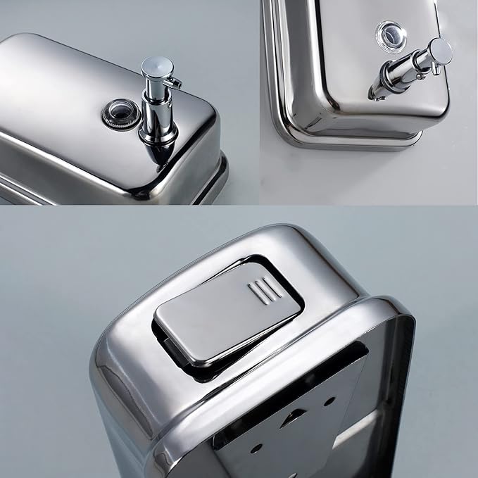 modunful Stainless Steel Soap Dispenser β 27oz Wall Mounted for Family Use, Brushed Nickel, Leak-Proof Pump, Durable Design for Busy Households
