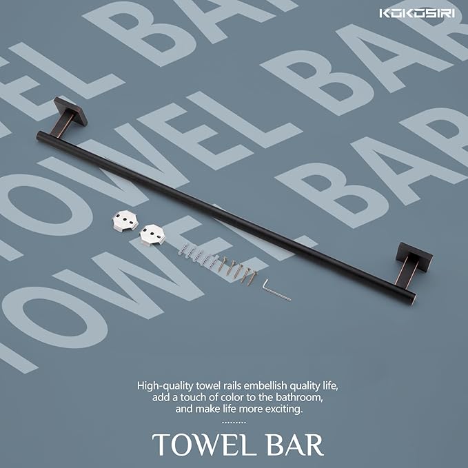 KOKOSIRI Bathroom Towel Bar 32'' Towel Holder for Bath Kitchen Cabinet Towel Rails 32 Inch Oil Rubbed Bronze Stainless Steel B4005ORB-L32