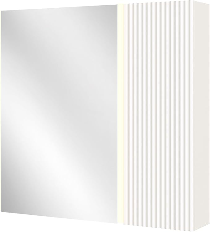 Lighted Bathroom Medicine Cabinet with Mirror,30 x 28 Inch Wall-Mounted Bathroom Wall Cabinet with Storage, LED Lights, Adjustable Shelves,White