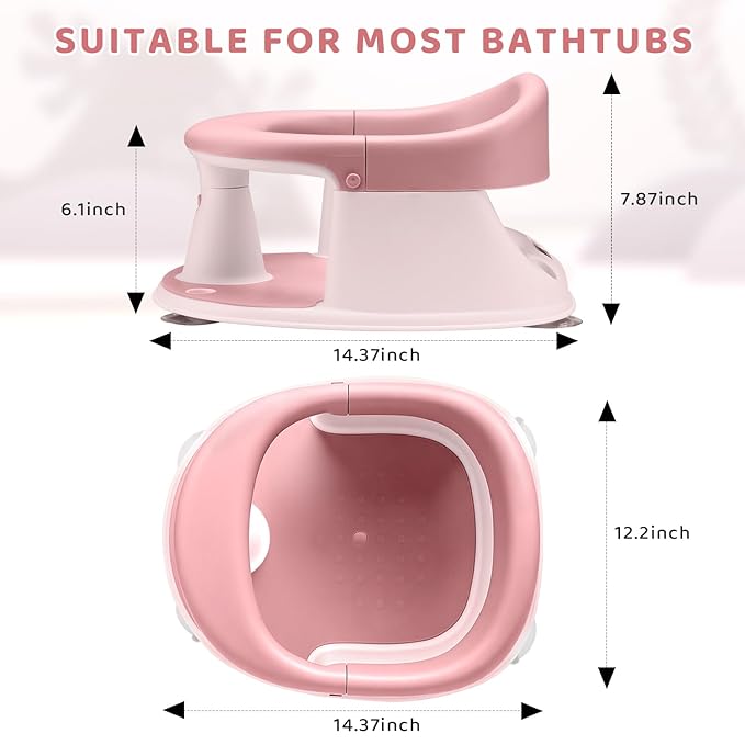 Baby Bath Seat, Infant/Toddler Sit Up Bathtub Seat for 6-12-24 Months, Baby Bath Essentials, Great Shower Gifts for Newborn and New Mothers