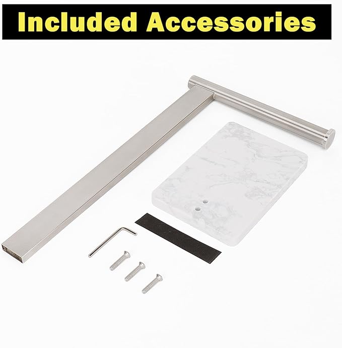 Stainless Steel L-Shaped Hand Towel Holder, SUS304 Bathroom Towel Rack with Thickened Base for Countertop Vanity (Brush Nickel, Square Base)