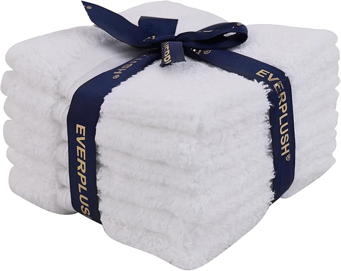 Everplush Youth Style Wash Cloth 6-Pack - Cotton & Microfiber, Super Absorbent, Ultra Soft, Fluffy, Close-to-Skin Fibers, Long-Lasting, Family Daily Use