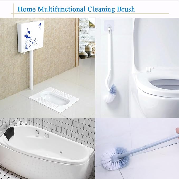 2 Pack Curved Toilet Bowl Brush Without Holder for Bathroom, Compact Toilet Brush Durable Under The Rim Household Deep Cleaning Brushes (Gray Toilet Brush Without Holder)