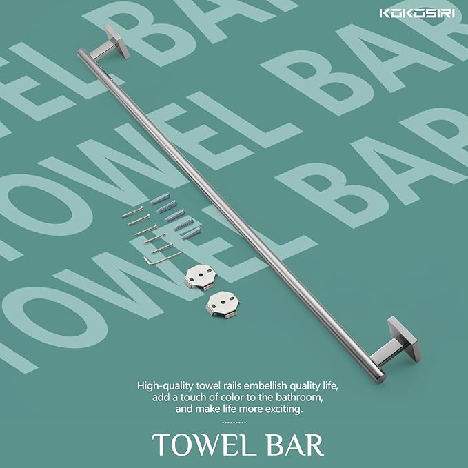 KOKOSIRI 32'' Towel Bar Bathroom Towel Holder for Bath Kitchen Toilet 32 Inch Necklace Holder Chrome Stainless Steel B4005CH-L32