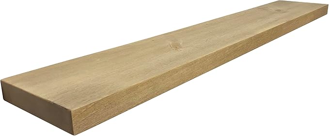 joelsantiques 60 Inch Wooden Floating Shelves for Wall - 60x10x2 in - Made of Natural Wood - Long Heavy Duty Rustic Wall Shelves for Bedroom - Perfect for Living Room, Kitchen - Beige