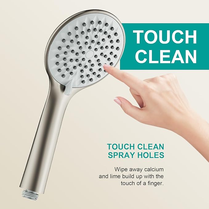 Shower Slide Bar Handheld Shower Head with Hose, 5-Function Hand Shower with Wall Mount,shower slide bar,adjustable height shower head (A-round, Brushed Nickel)