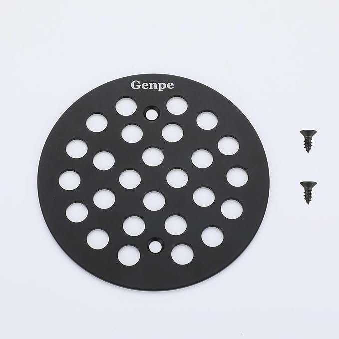 Round 4.25 Inch Screw-in Shower Drainer Cover Replacement 304 Stainless Steel 4-1/4 inch Floor Drain Grate with Screws Black