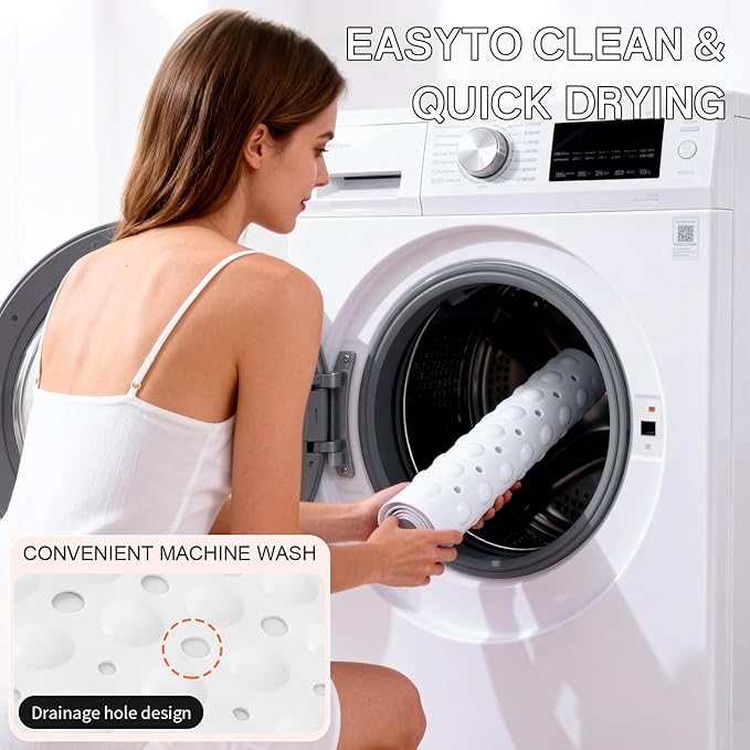 Anti-Slip Bathtub Shower mat, 27.5×14.5(Approximately 70×37cm) inch Soft Oversized Machine Washable Non-Slip Bathtub mat with Drainage Holes, Bathroom Floor Suction Cup.(1-Opaque White)