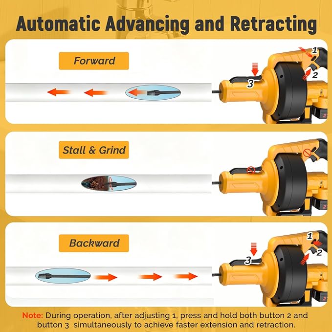 Electric Drain Auger, 21V Cordless Drain Snake, 25Ft Auto-Feed Snake Drain Hair Removal Tool with 2.0Ah Battery, Sink Snake Drain Cleaner for Sewer, Kitchen, Shower 3/4"-2.95" Pipes(Bag&Gloves&Rag)