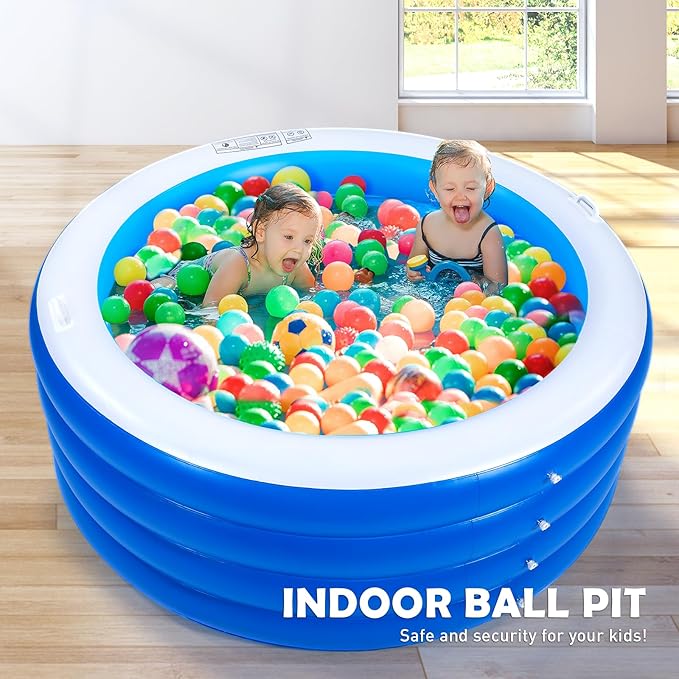 Biange Blow Up Pool, 72" X 30" Round Inflatable Swimming Pool, Kids Pool Inflatable, Kiddie Baby Swimming Pool for Backyard