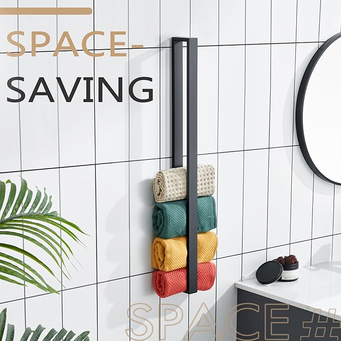 KOKOSIRI Towel Bar Matte Black Bath Towel Holder 32-Inch Kitchen Rack Stainless Steel for Bathroom Hardware Wall Mounted, 1 Pack B4008BK-L32