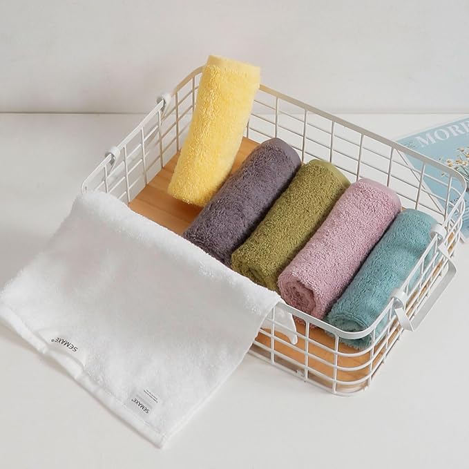 SEMAXE 100% Cotton Washcloths for Bathroom - 24 Pack, Quick-Dry Face Towels with Hanging Loop, Highly Absorbent and Soft, 13x13 Inch, Yellow